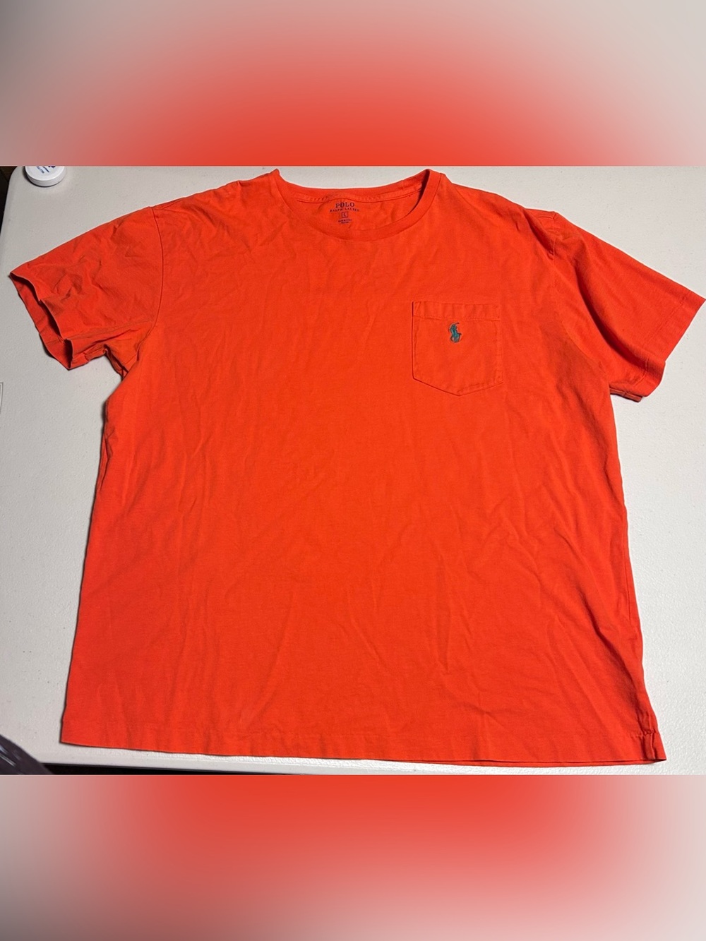 Polo by Ralph Lauren Bright Orange Short-Sleeve Pocket Tee with Green Pony